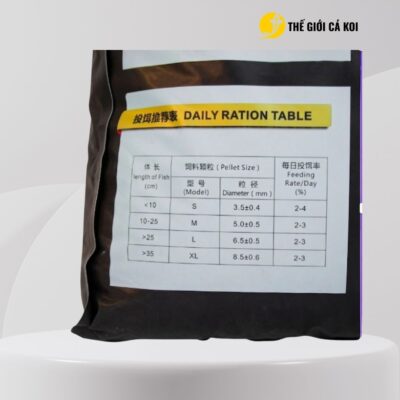 Kích thước hạt phân theo size của cám cá koi KoiKing