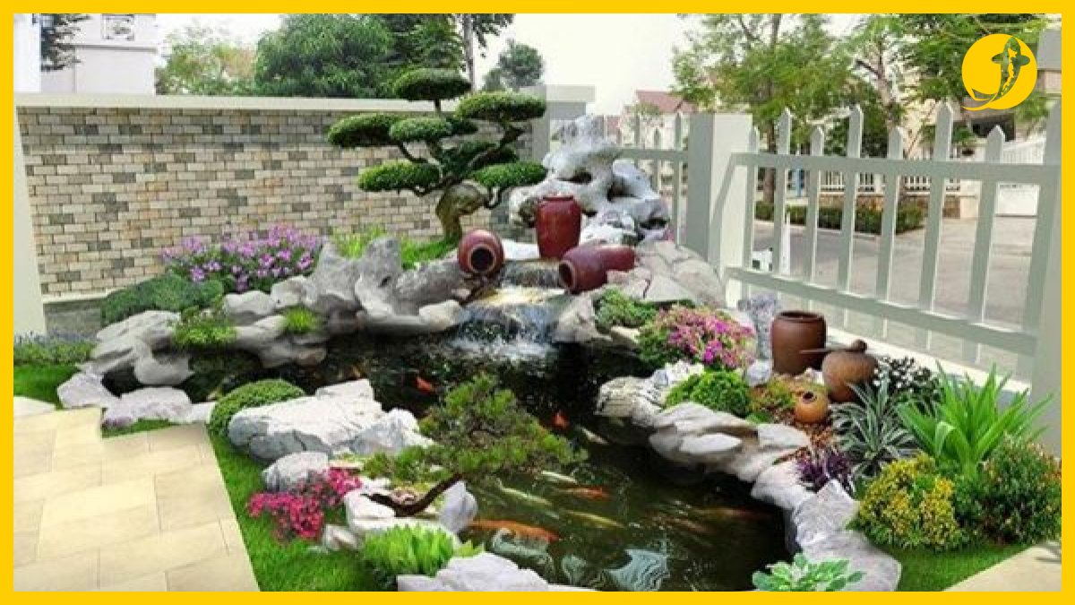 Hồ cá koi mini với kích thước tiêu chuẩn tiết kiệm diện tích Hồ cá koi mini với kích thước tiêu chuẩn tiết kiệm diện tích